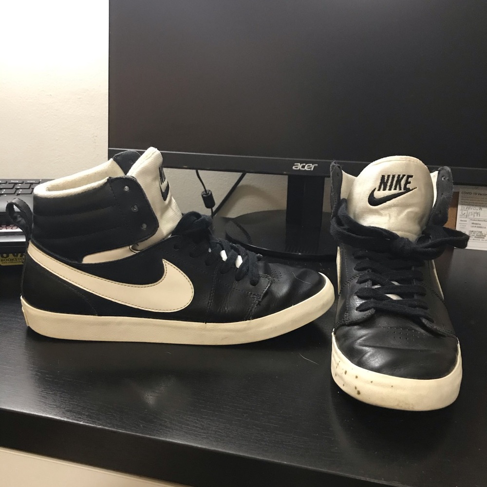 Nike Genuine Leather Black/White High Top
